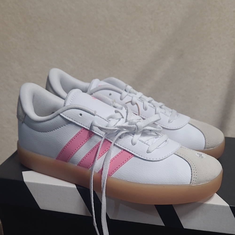 Adidas Women's White and Pink Sneakers